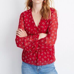 Madewell | V-Neck Peplum Top in Little Lilies Size S